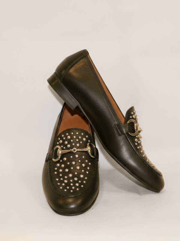 Mocassino in nappa nero con borchie - Prodotto_14