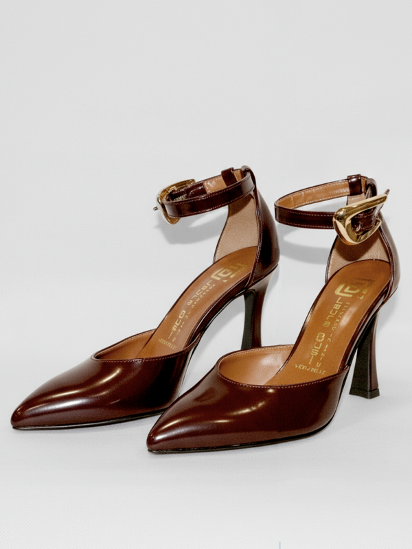 Decolleté in pelle abrasivata testa di moro