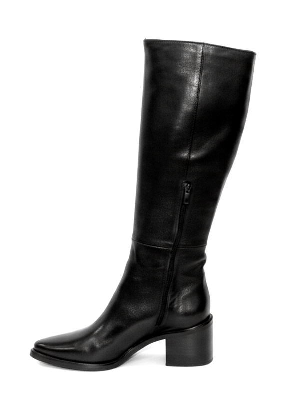 Stivale in vitello nero con zip laterale - Prodotto_2