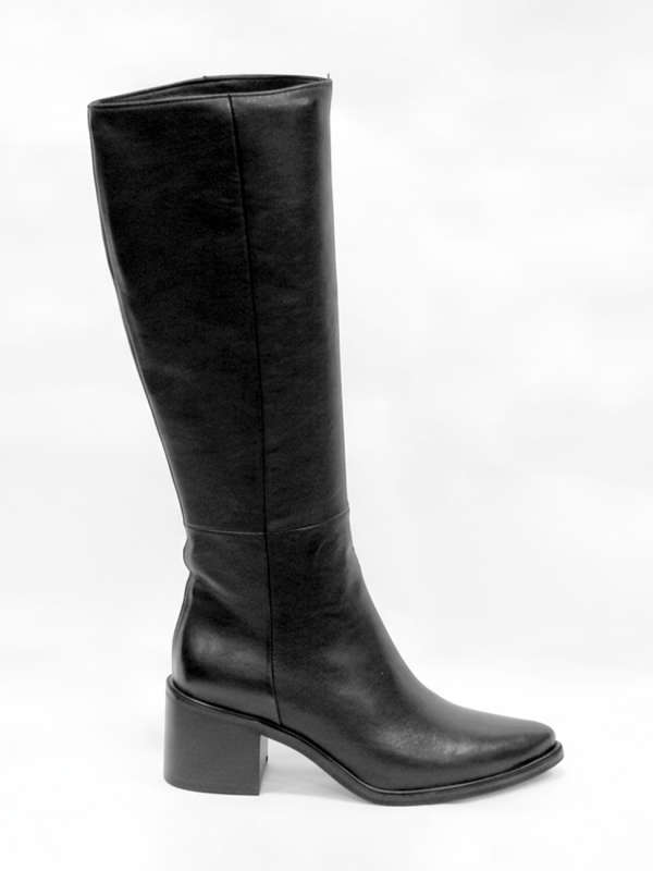 Stivale in vitello nero con zip laterale - Prodotto_2